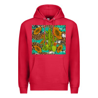 Cardinal cactus and sunflowers turquoise leopard cowhide Premium Hoodie - Artiststas
