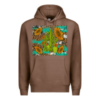 Chestnut cactus and sunflowers turquoise leopard cowhide Premium Hoodie - Artiststas