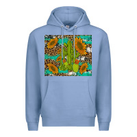 Colony Blue cactus and sunflowers turquoise leopard cowhide Premium Hoodie - Artiststas