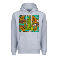 Heather Grey cactus and sunflowers turquoise leopard cowhide Premium Hoodie - Artiststas