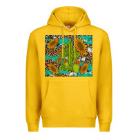 Lemon cactus and sunflowers turquoise leopard cowhide Premium Hoodie - Artiststas