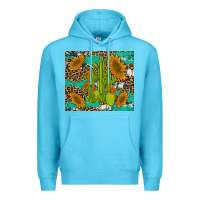 Ocean Blue cactus and sunflowers turquoise leopard cowhide Premium Hoodie - Artiststas