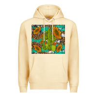Pina Colada cactus and sunflowers turquoise leopard cowhide Premium Hoodie - Artiststas