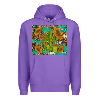 Purple cactus and sunflowers turquoise leopard cowhide Premium Hoodie - Artiststas