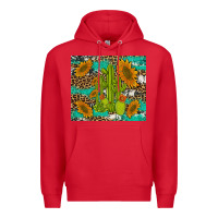 Red cactus and sunflowers turquoise leopard cowhide Premium Hoodie - Artiststas
