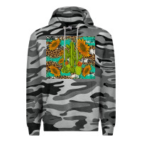 Slate Camo cactus and sunflowers turquoise leopard cowhide Premium Hoodie - Artiststas