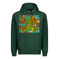Sports Green cactus and sunflowers turquoise leopard cowhide Premium Hoodie - Artiststas