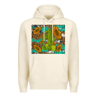 Tofu cactus and sunflowers turquoise leopard cowhide Premium Hoodie - Artiststas