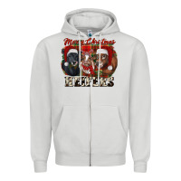 Dove Grey Merry Christmas Heifers Zipper Hoodie - RanaPortraitStore