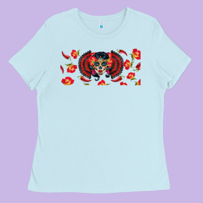 Sugar Skull Rose Libbey Glass Ladies Tee Designed By Bundleandbundleshop