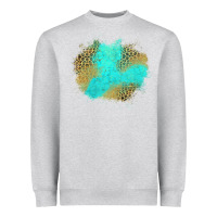 Heather Grey turquoise leopard patch Heavyweight Sweatshirt - Jasminsmagicworld