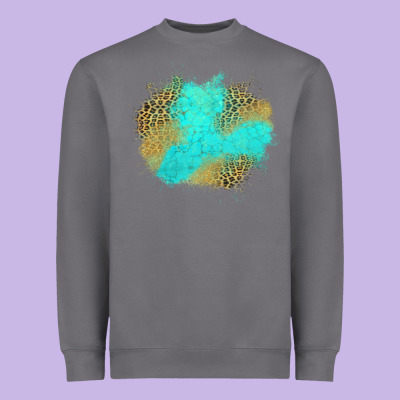 Turquoise Leopard Patch Heavyweight Sweatshirt Designed By Jasminsmagicworld