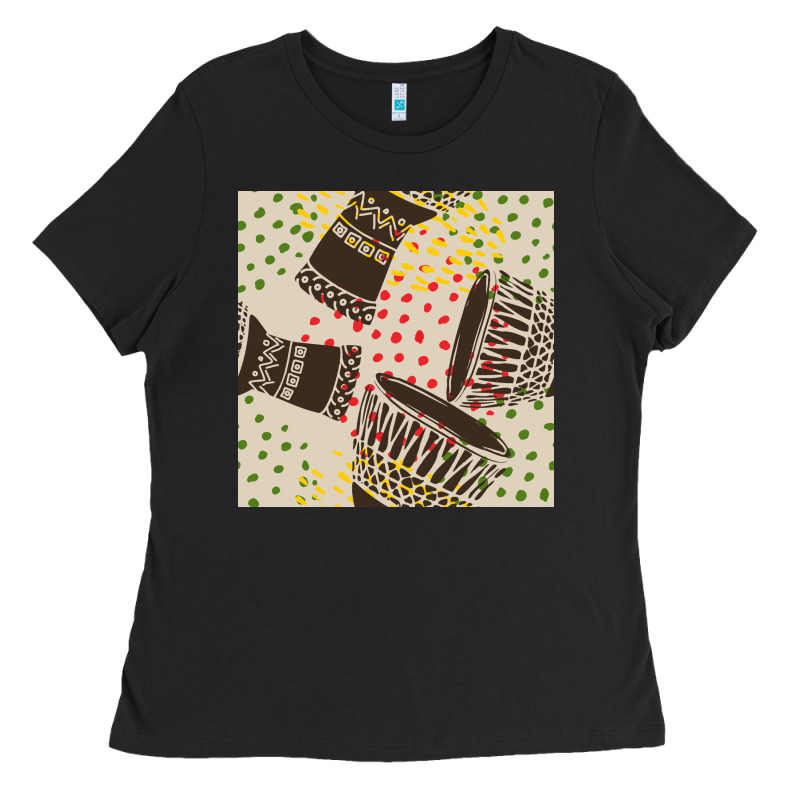 African Drum Seamless Pattern Ladies Tee by BundleAndBundleShop | Teevron