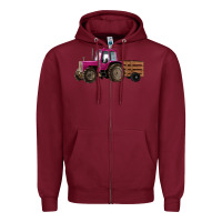 Burgundy Pink Farm Tractor Zipper Hoodie - RanaPortraitStore