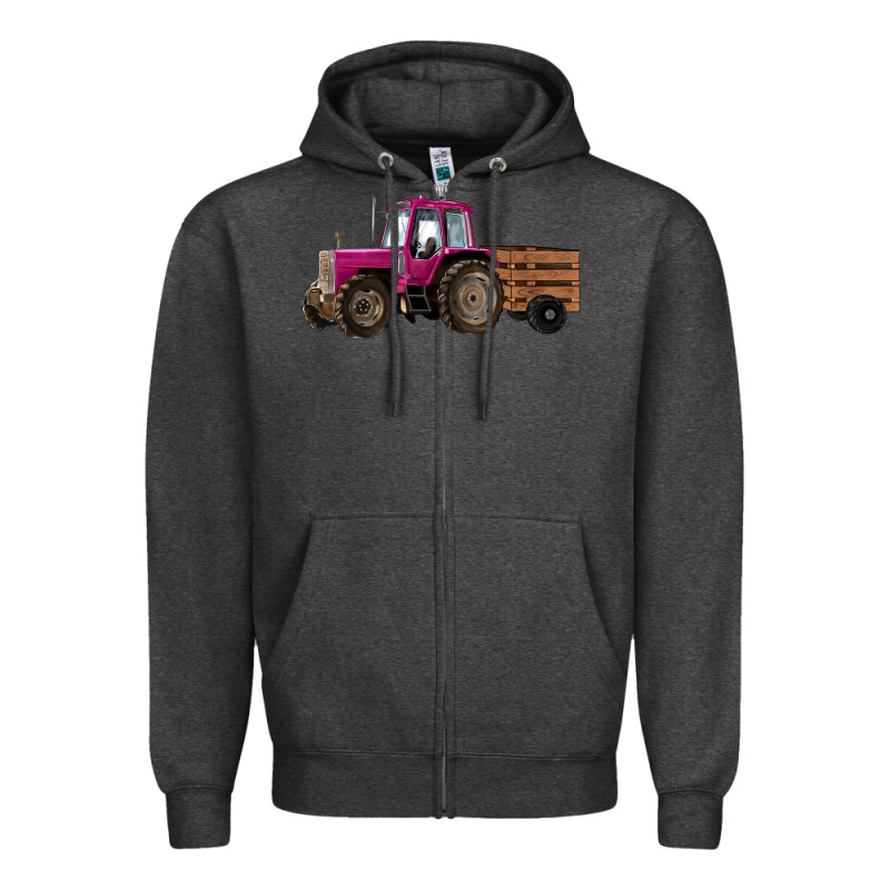 Pink Farm Tractor Zipper Hoodie by RanaPortraitStore | Teevron