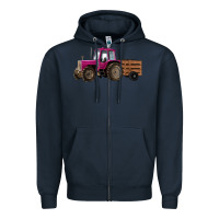 Navy Pink Farm Tractor Zipper Hoodie - RanaPortraitStore
