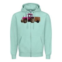 Seafoam Pink Farm Tractor Zipper Hoodie - RanaPortraitStore