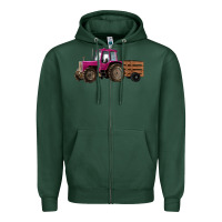 Sports Green Pink Farm Tractor Zipper Hoodie - RanaPortraitStore