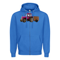 True Royal Pink Farm Tractor Zipper Hoodie - RanaPortraitStore