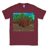 Burgundy custom cactus and sunflowers leopard turquoise Classic Tee - Artiststas