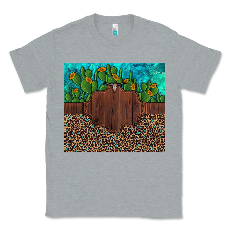Custom Cactus And Sunflowers Leopard Turquoise Classic Tee by Artiststas | Teevron