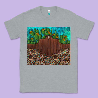 Custom Cactus And Sunflowers Leopard Turquoise Classic Tee Designed By Artiststas
