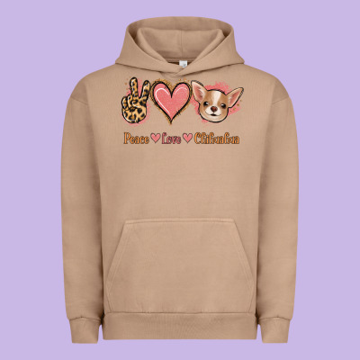 Peace Love Chihuahua Urban Hoodie Designed By Jasminsmagicworld