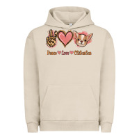 Pigment French Oak Peace Love Chihuahua Urban Hoodie - Jasminsmagicworld