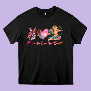Peace Love Cupid Heavy Core Tee Designed By Ranaportraitstore