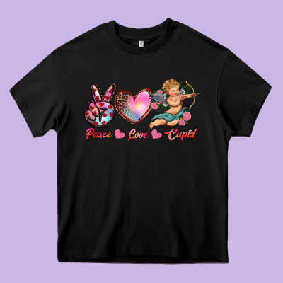 Peace Love Cupid Heavy Core Tee Designed By Ranaportraitstore
