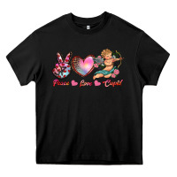 Black peace love cupid Heavy Core Tee - RanaPortraitStore