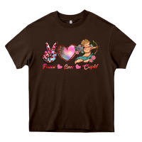 Chocolate Brown peace love cupid Heavy Core Tee - RanaPortraitStore