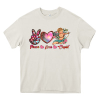 Cream peace love cupid Heavy Core Tee - RanaPortraitStore