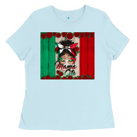 Baby Blue mexican messy bun mamacita Ladies Tee - BundleAndBundleShop