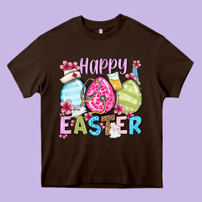 Happy Easter Eggs Heavy Core Tee Designed By Oliviacreatesart