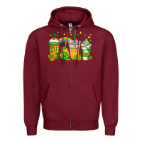 Burgundy st patricks day coffee Zipper Hoodie - Jasminsmagicworld
