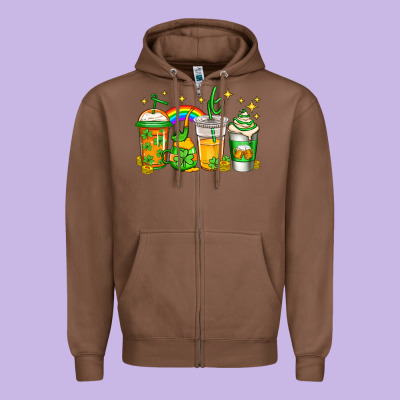 St Patricks Day Coffee Zipper Hoodie Designed By Jasminsmagicworld