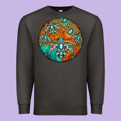 Western Pattern Circle Premium Sweatshirt Designed By Jasminsmagicworld