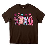 Chocolate Brown xoxo pig olivia Heavy Core Tee - OliviaCreatesArt