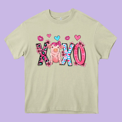 Xoxo Pig Olivia Heavy Core Tee Designed By Oliviacreatesart