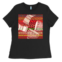 Black african drum colorful seamless pattern Ladies Tee - BundleAndBundleShop