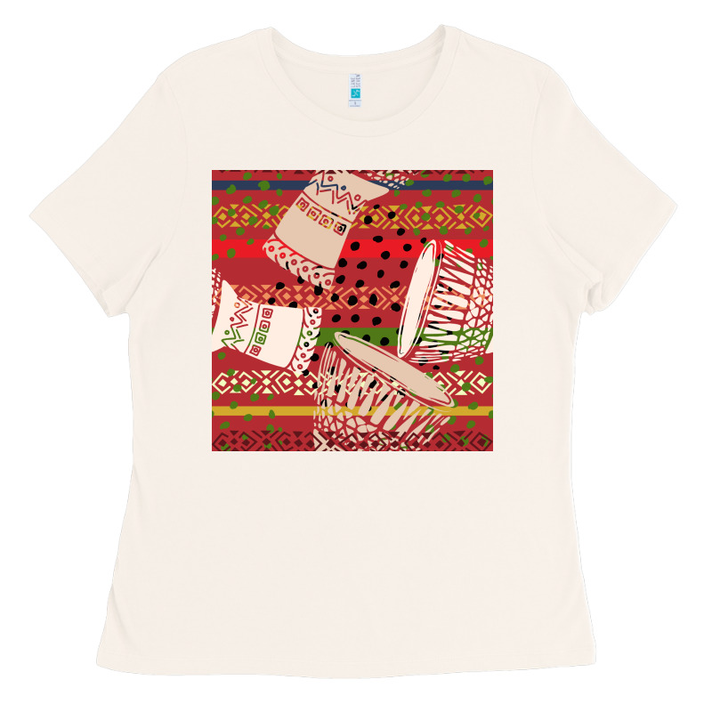 African Drum Colorful Seamless Pattern Ladies Tee by BundleAndBundleShop | Teevron