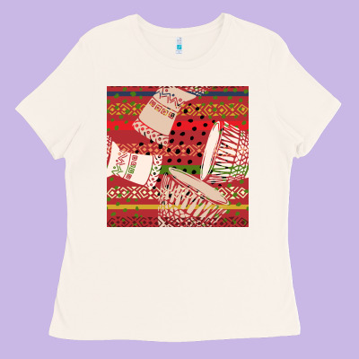 African Drum Colorful Seamless Pattern Ladies Tee Designed By Bundleandbundleshop