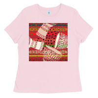 Bubblegum Pink african drum colorful seamless pattern Ladies Tee - BundleAndBundleShop
