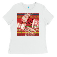 White african drum colorful seamless pattern Ladies Tee - BundleAndBundleShop