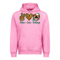 Fuchsia Pink Peace Love Bulldog Urban Hoodie - Jasminsmagicworld