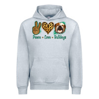 Heather Grey Peace Love Bulldog Urban Hoodie - Jasminsmagicworld