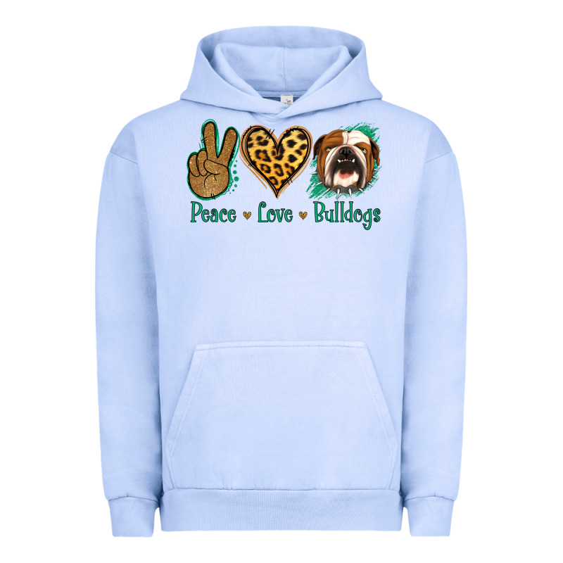 Peace Love Bulldog Urban Hoodie by Jasminsmagicworld | Teevron