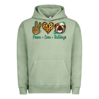 Pigment Oil Green Peace Love Bulldog Urban Hoodie - Jasminsmagicworld