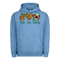 Pigment Pebble Blue Peace Love Bulldog Urban Hoodie - Jasminsmagicworld